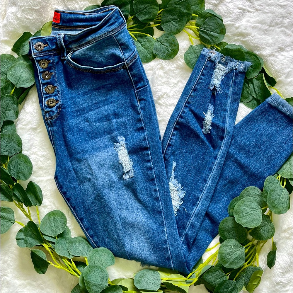 Size 9 high waisted distressed jeans